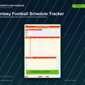 Fantasy Football Schedule Tracker 2026 – NFL Team Colors | Digital Download